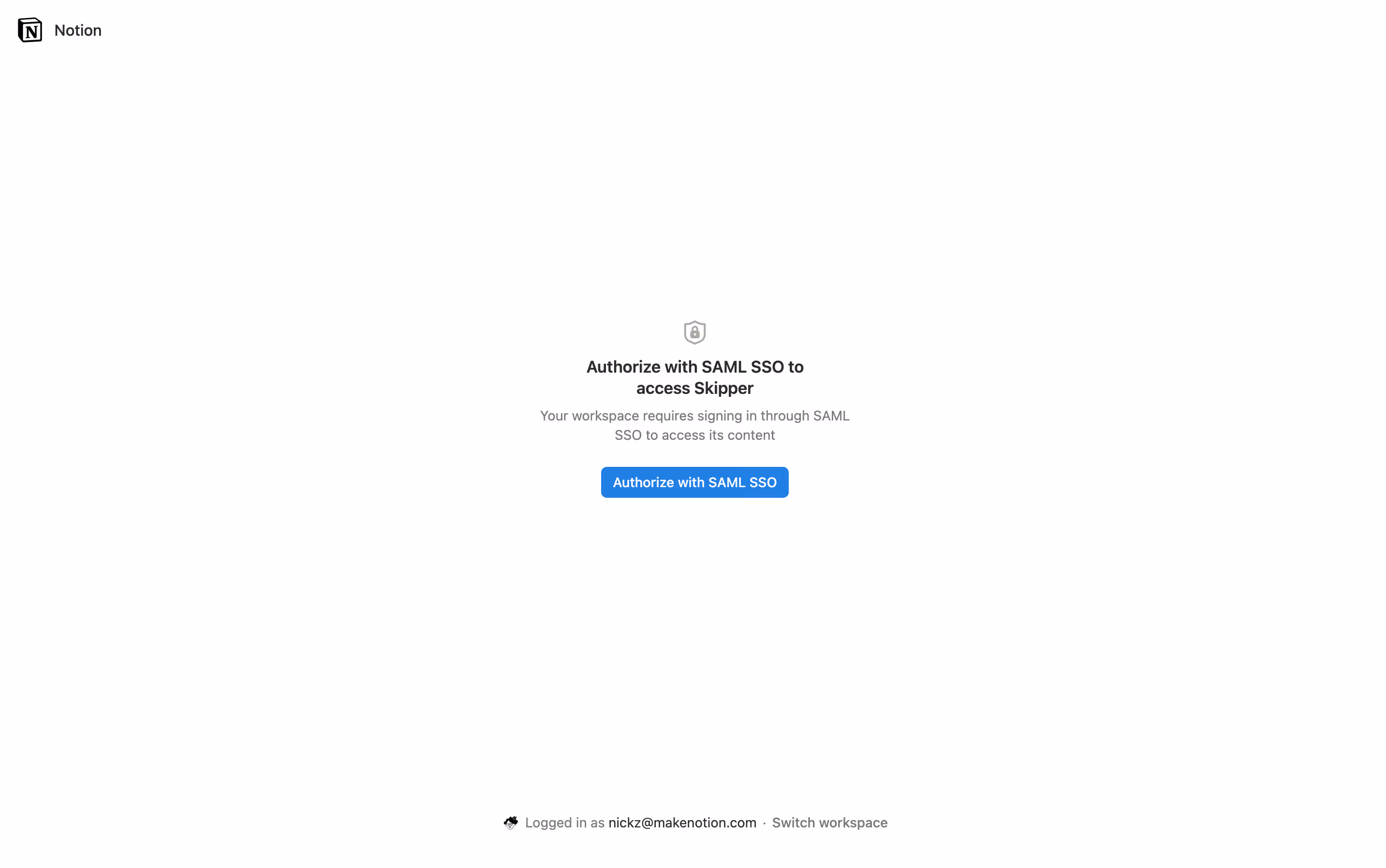 ca: tela de autorização para SAML do espaço de trabalho